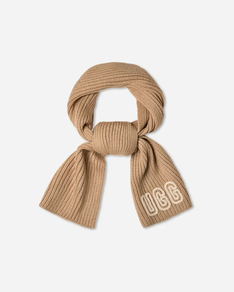 UGG Schal mit Rippenmuster aus grobem Strick für Damen in Brown, Größe Acrylmischung White