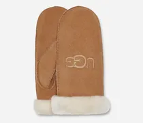 Shearling-Handschuhe mit Logostickerei für Damen | UGG® EU in Brown, Größe Schaffell