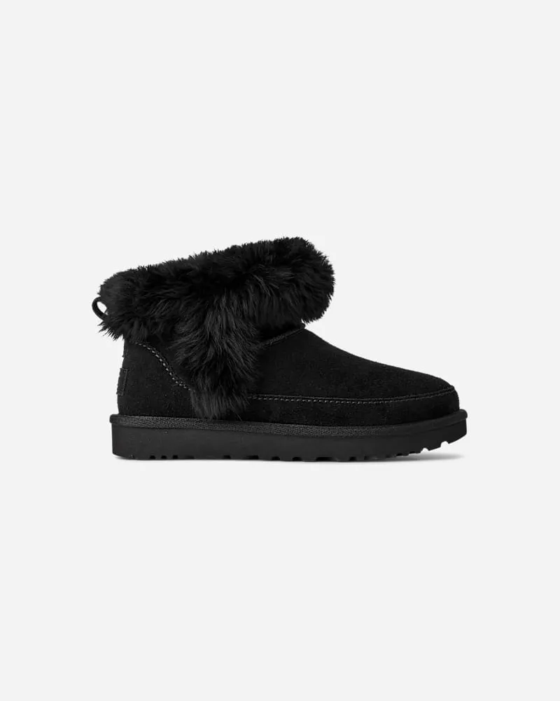 UGG Classic Ultra Mini Chalet Boot für Damen in Black, Größe Veloursleder Black
