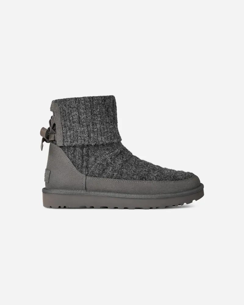 UGG Classic Mini Cabelle Knit Boot für Damen in Moon Gray, Größe Veloursleder/Strick Moon