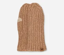 Grobe Rippstrickfäustlinge für Damen in Beige, Größe