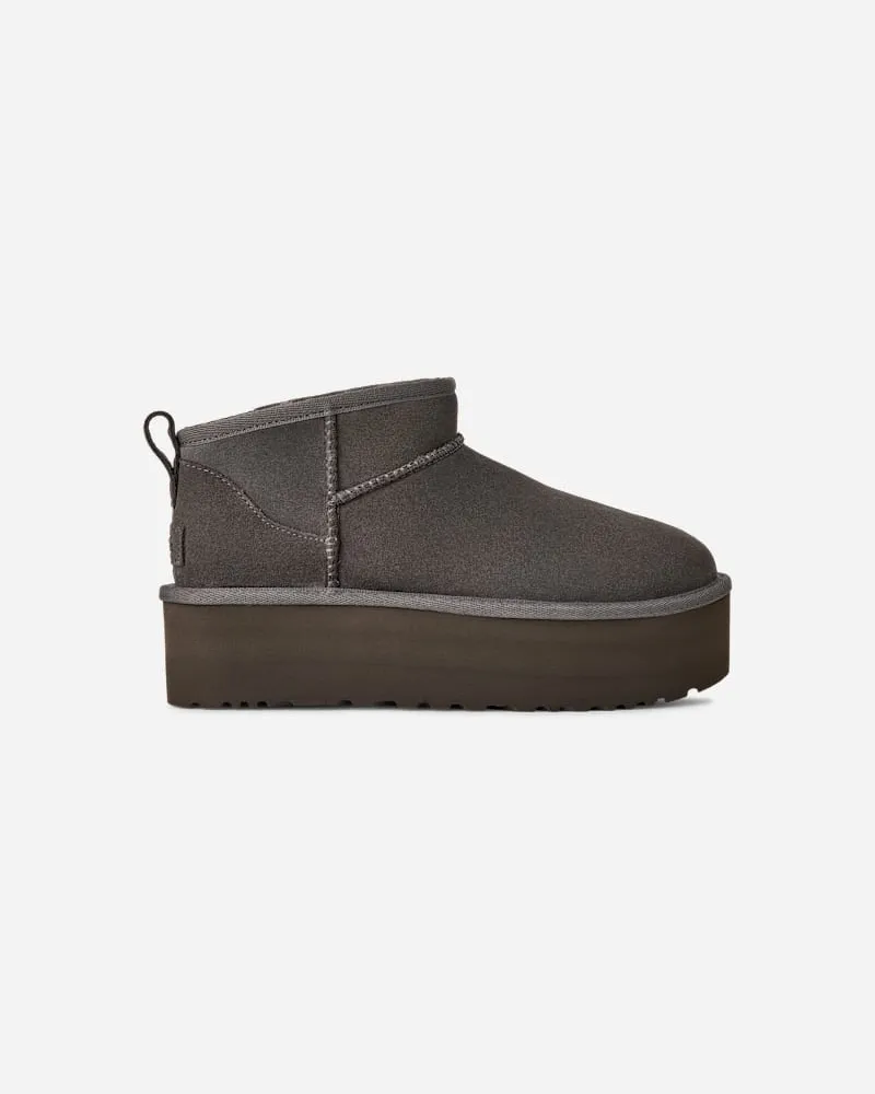 UGG Classic Ultra Mini Plateau-Boot für Damen | UGG® EU in Black, Größe Veloursleder Charcoal