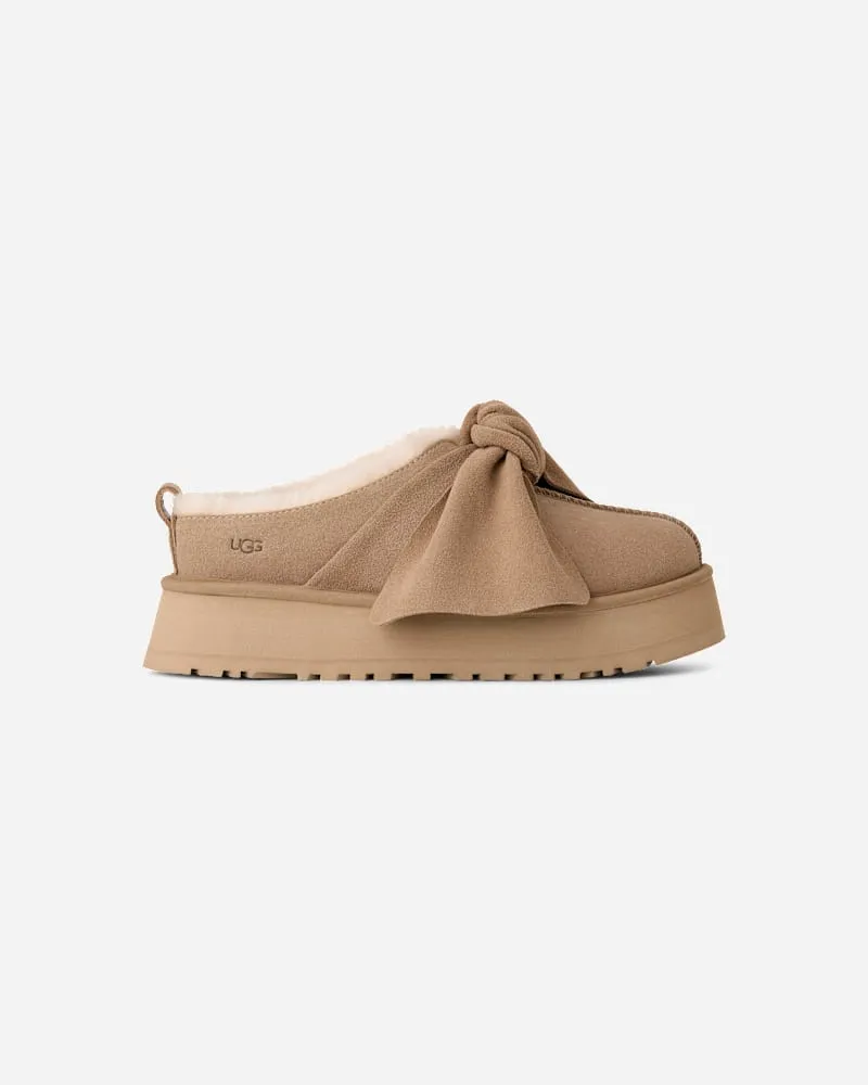 UGG Bow Slipper mit Plateausohle für Damen in Beige, Größe Veloursleder Sand