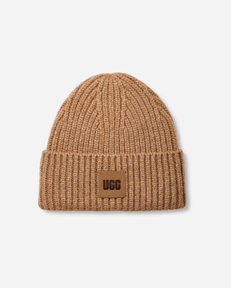 UGG Breit gerippte Beanie für Herren in Beige, Größe Polyestermischung Camel