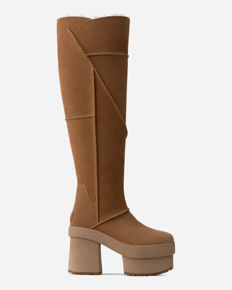 UGG New Heights Platform Xtra Boot für Damen in Brown, Größe Wildleder Chestnut