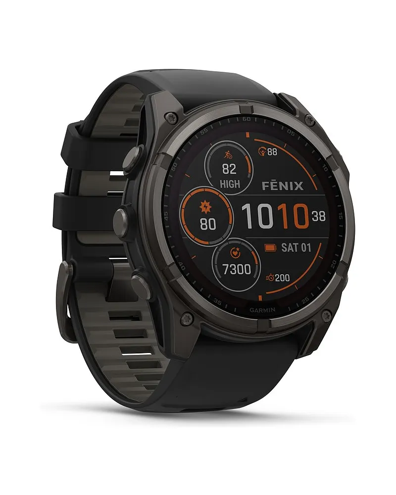 Garmin Smartwatch Fenix 8 - 51 mm Solar Sapphire Graphit Carbongrau Titan DLC Schwarz