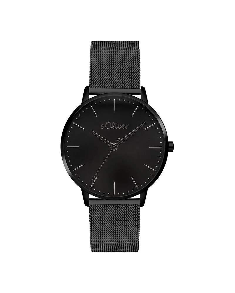 S.Oliver Damenuhr Classic Mesh Medium Schwarz