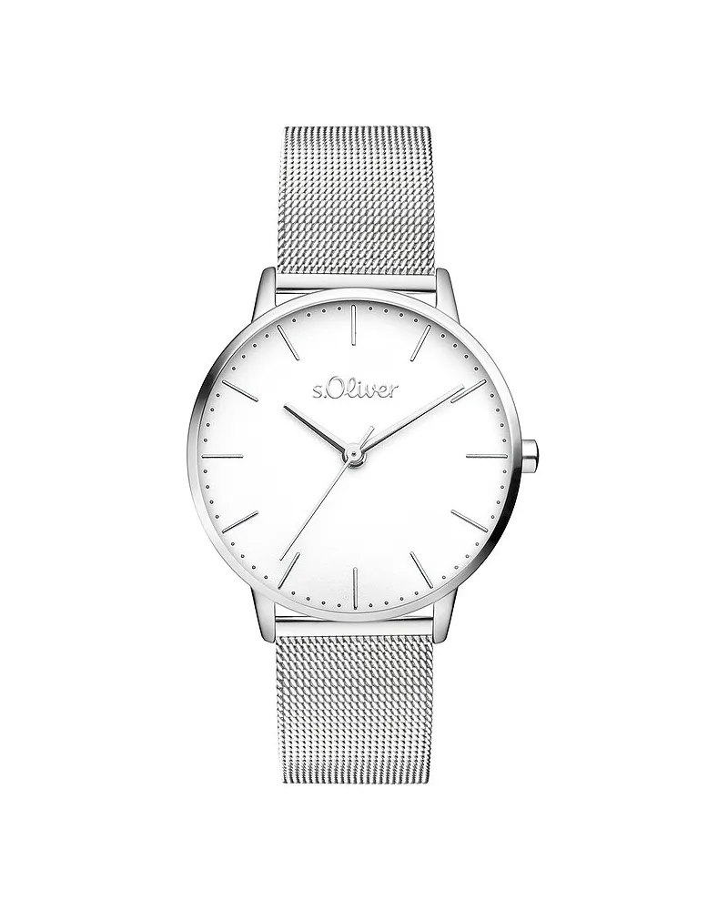 S.Oliver Damenuhr Classic Mesh Medium Silber