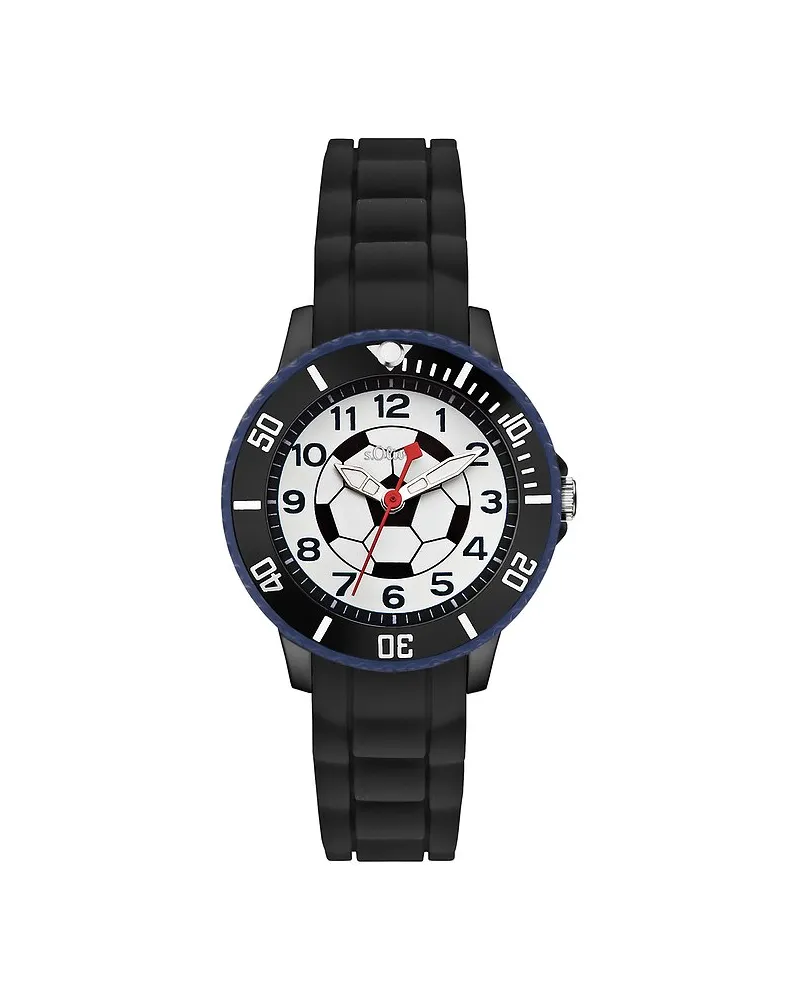 S.Oliver Kinderuhr Fußball Schwarz