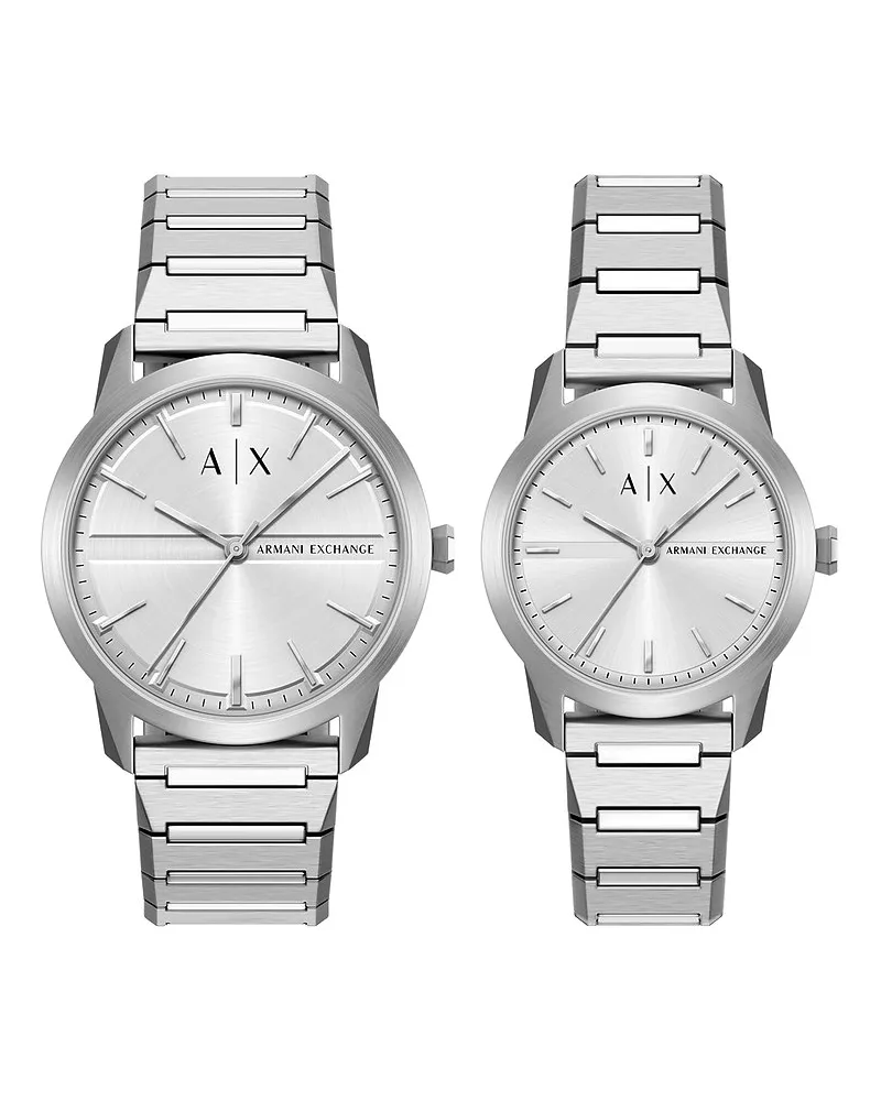 Armani Exchange Uhren-Set Silber