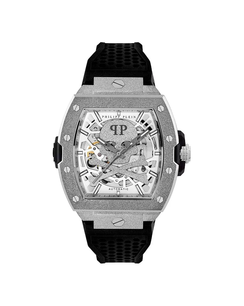Philipp Plein Herrenuhr The Skeleton Frosted Silber