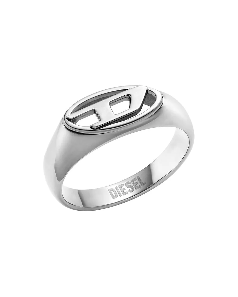 Diesel Herrenring OVAL D LOGO Silber