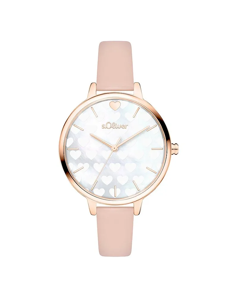 S.Oliver Damenuhr mit Perlmutt- und Herzdetails auf dem Zifferblatt Roségold