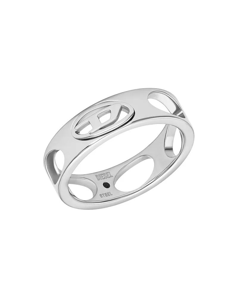 Diesel Herrenring OVAL D LOGO Silber
