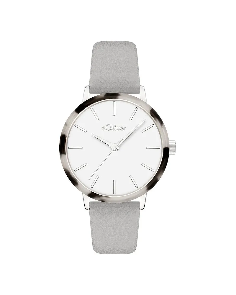 S.Oliver Damenuhr mit stilvoller Acetat Lünette Silber