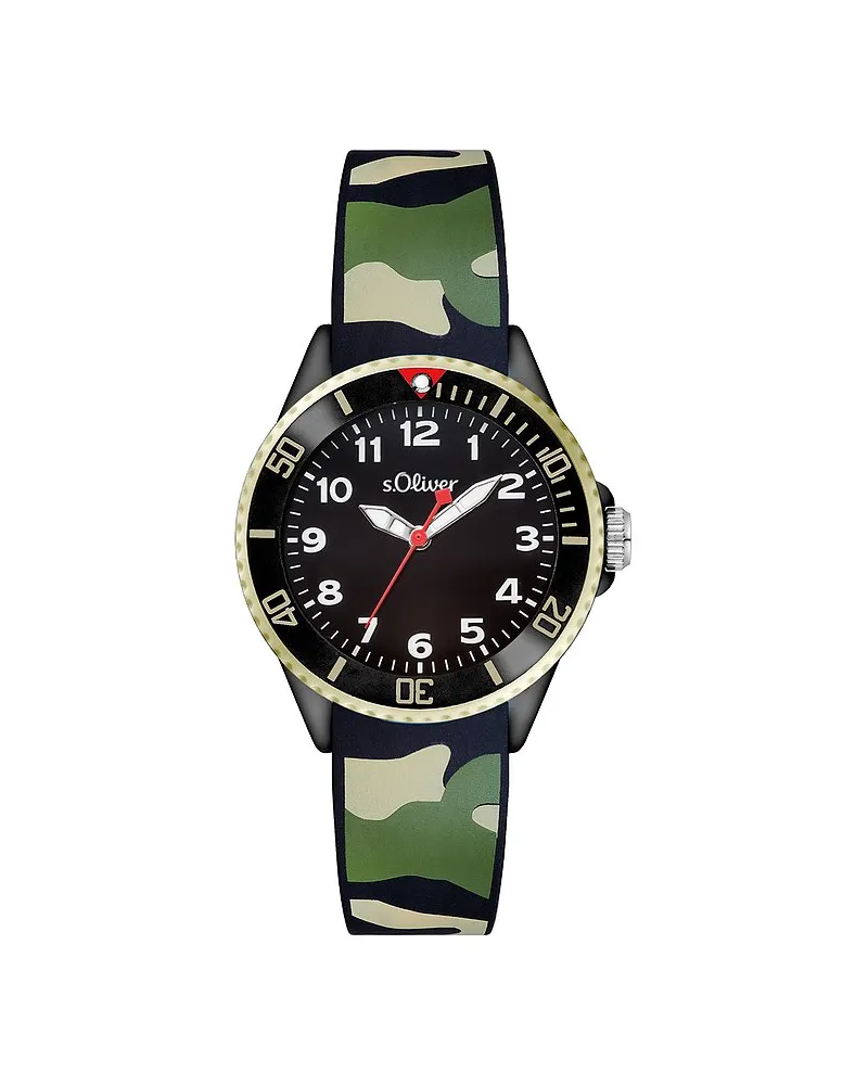 S.Oliver Kinderuhr Camouflage Schwarz