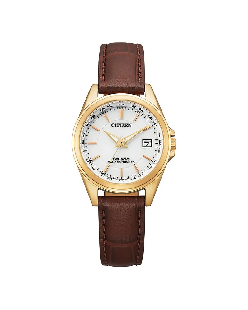 Citizen Damenuhr Leder Sport Eco Drive Gold