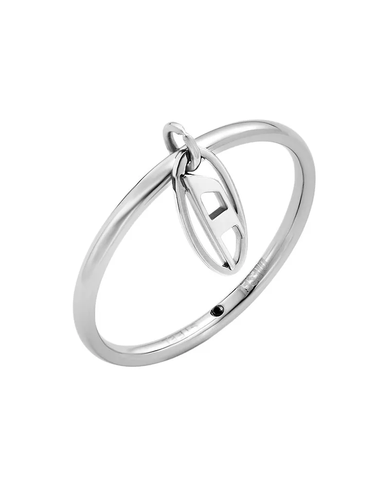 Diesel Damenring Oval D Logo Silber
