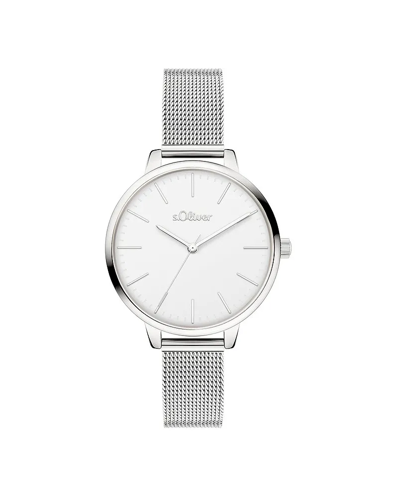 S.Oliver Damenuhr zeitlos mit Meshband Silber