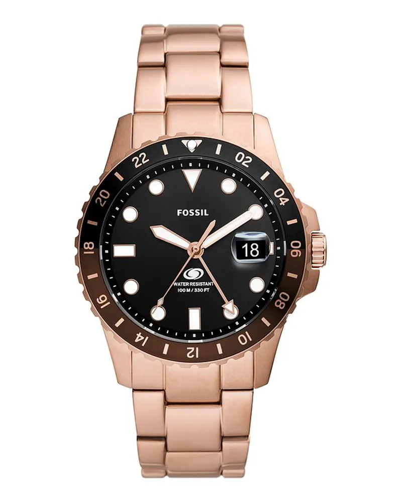 Fossil Herrenuhr FOSSIL BLUE GMT Roségold