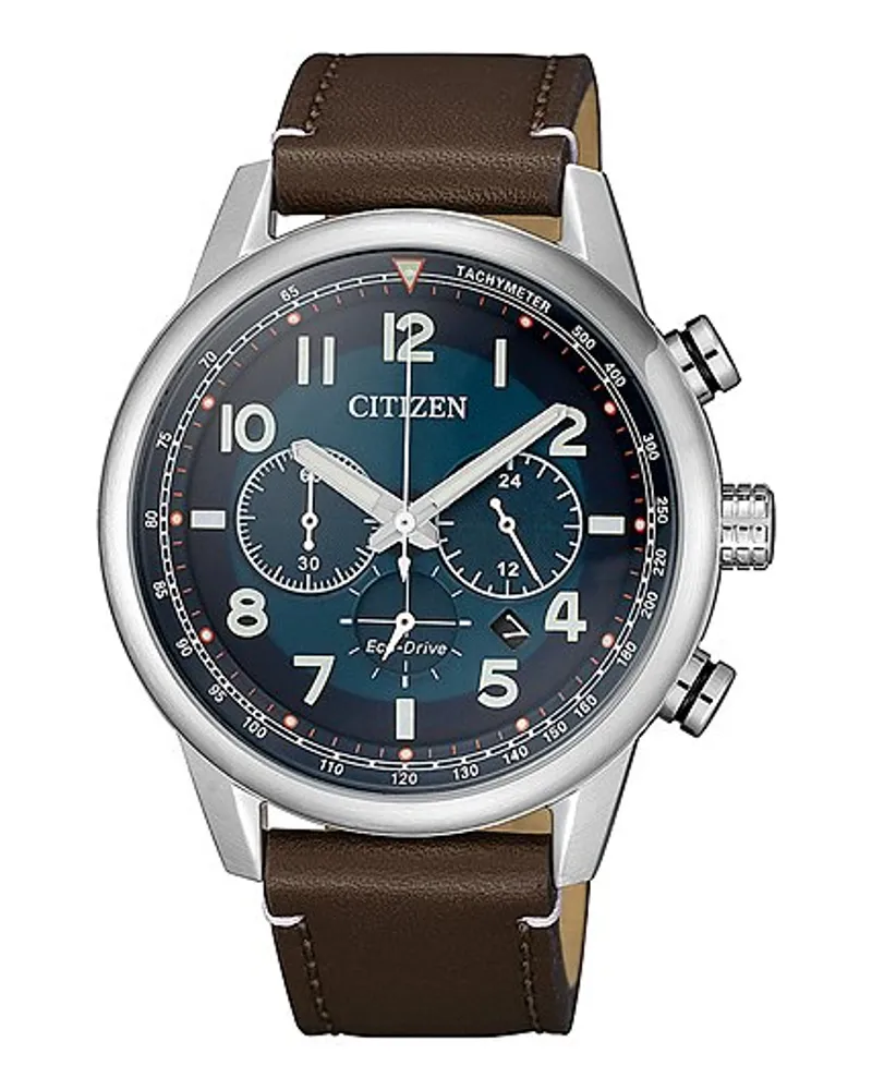 Citizen Chronograph Eco Drive Leder Weiß