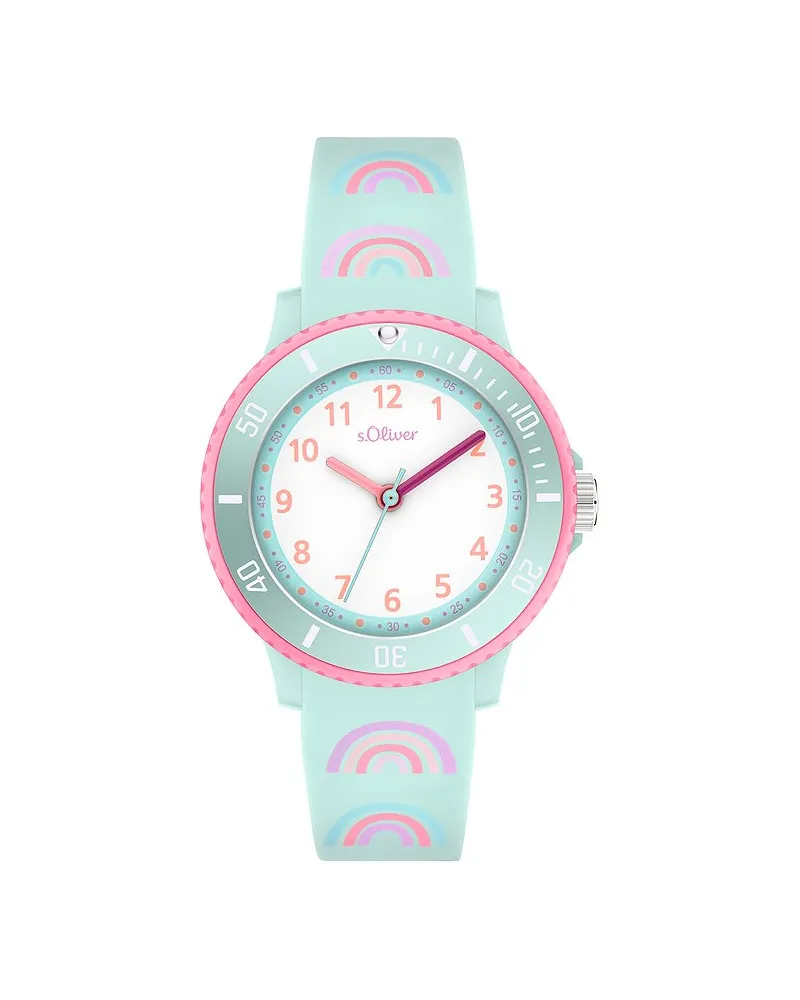 S.Oliver Kinderuhr Regenbogen Blau