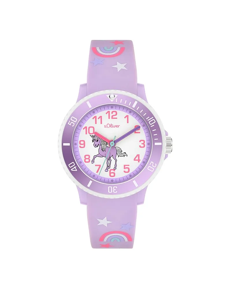S.Oliver Kinderuhr mit süßem Leo Detail Lila