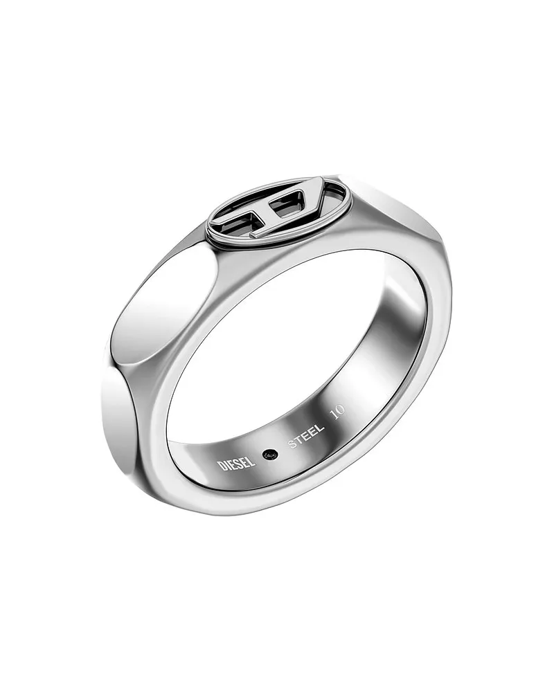 Diesel Damenring Oval D Logo Silber