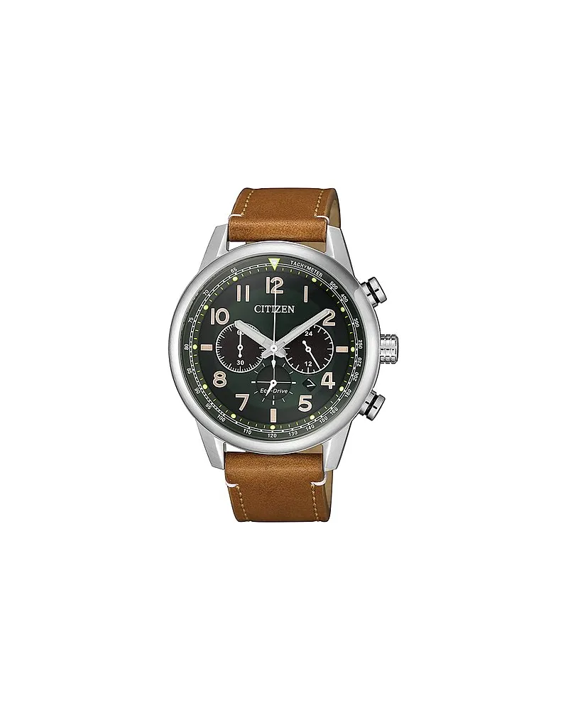 Citizen Chronograph Eco Drive Leder Silber