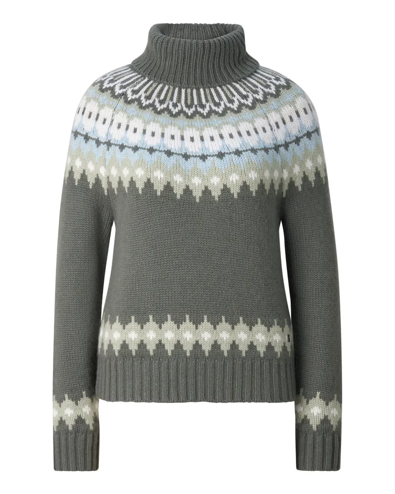 Bogner Kaschmir-Norweger-Pullover Ingrid für Damen - Oliv/Hellblau/Off-White Oliv