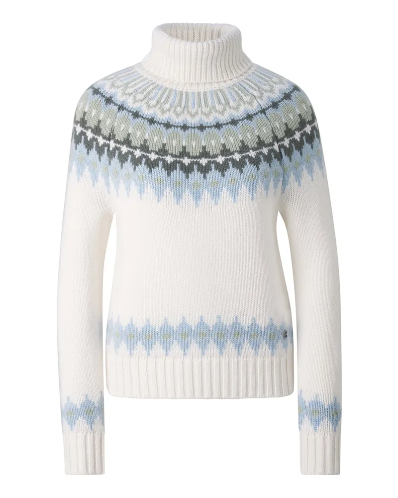 Bogner Kaschmir-Norweger-Pullover Ingrid für Damen - Weiß/Blau/Oliv Weiß