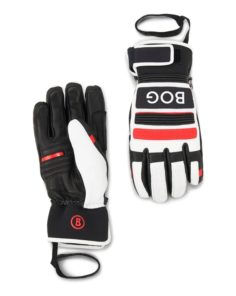 Bogner Handschuhe Silvan für Herren - Weiß/Rot/Schwarz Weiß