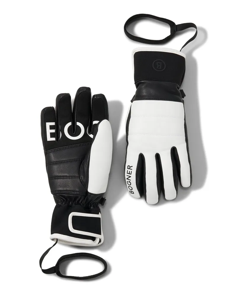 Bogner Leder-Handschuhe Thea für Damen - Weiß/Schwarz Weiß