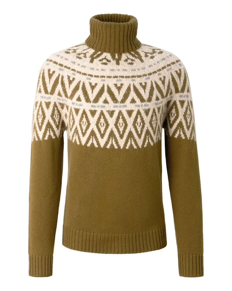 Bogner Kaschmir-Pullover Roxter für Herren - Oliv/Weiß Oliv