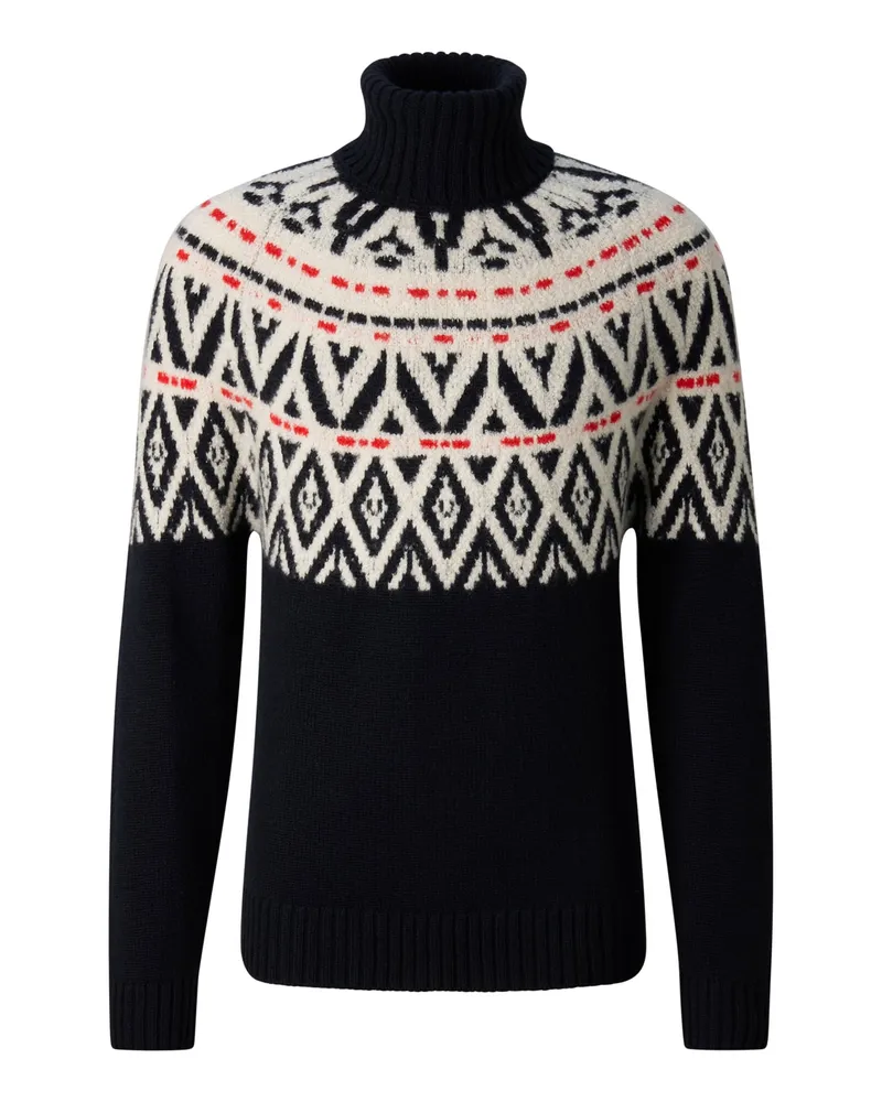 Bogner Kaschmir-Norweger-Pullover Roxter für Herren - Navy/Off-White/Rot Navy