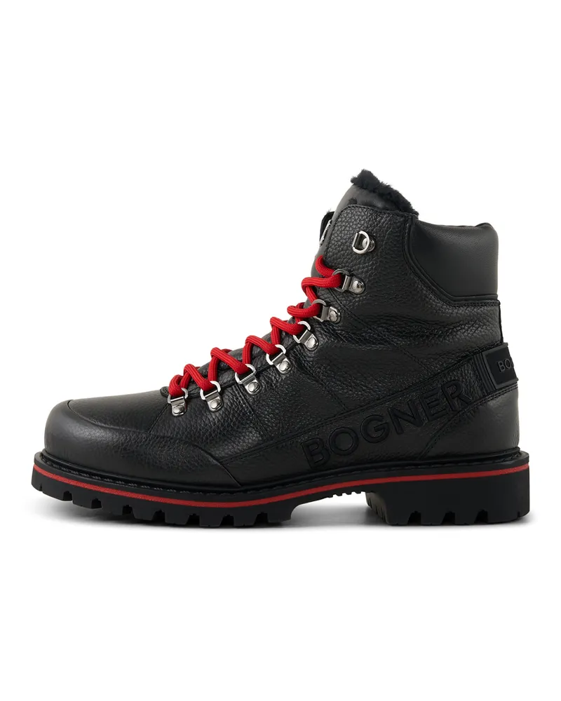 Bogner Mid Boots Helsinki mit Spikes für Herren - Schwarz/Rot Schwarz