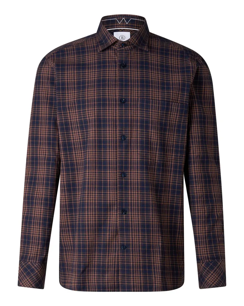 Bogner Baumwoll-Hemd Hardy für Herren - Braun/Navy-Blau Braun