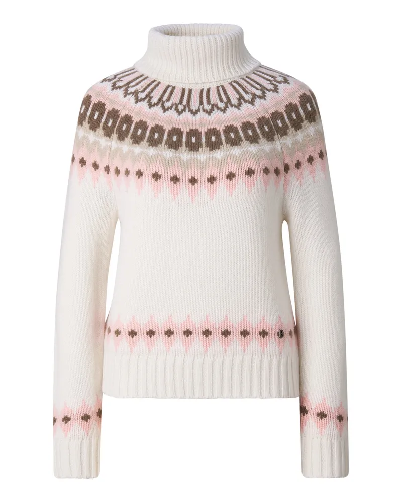 Bogner Kaschmir-Norweger-Pullover Ingrid für Damen - Off-White/Rosa/Braun Off-white