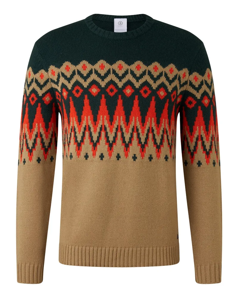 Bogner Norweger-Pullover Ron für Herren - Beige/Grün/Orange Beige