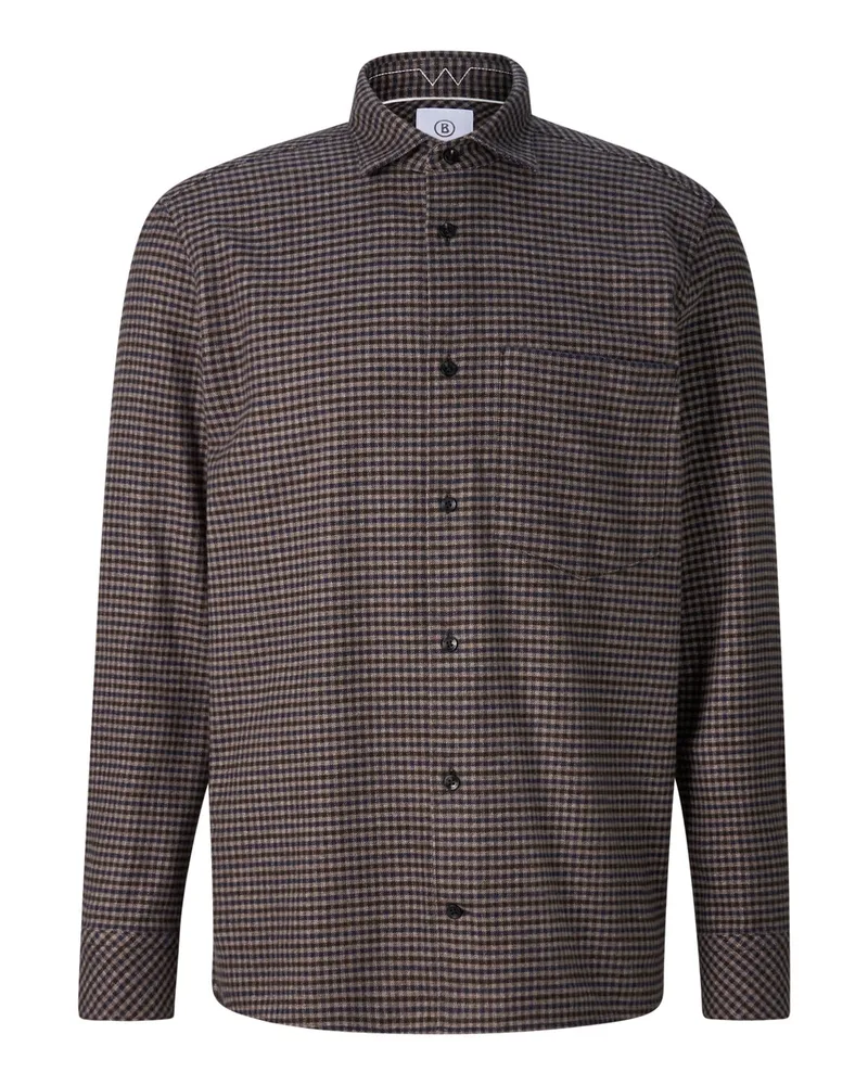 Bogner Baumwoll-Flanell-Hemd Hardy für Herren - Coffee/Beige/Navy Coffee