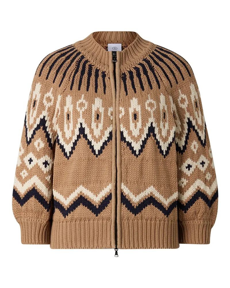 Bogner Norweger-Strickjacke Aurora für Damen - Camel/Schwarz Camel