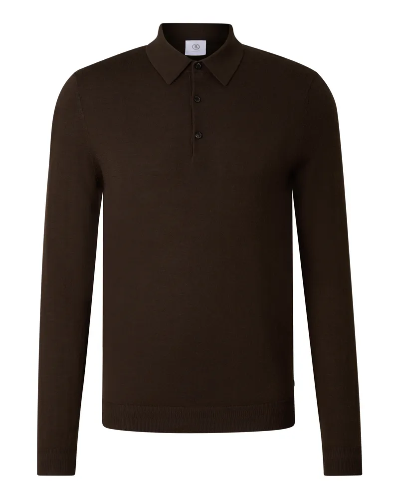 Bogner Strick-Polo-Longsleeve Jake für Herren - Dunkelbraun Dunkelbraun