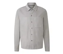 Veloursleder-Strick-Overshirt Henno für Herren - Hellgrau