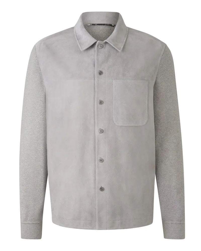 Bogner Veloursleder-Strick-Overshirt Henno für Herren - Hellgrau Hellgrau