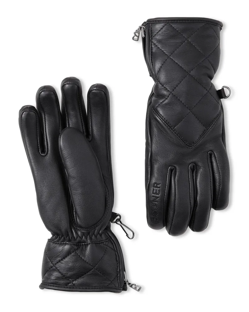 Bogner Leder-Handschuhe Dana für Damen - Schwarz Schwarz