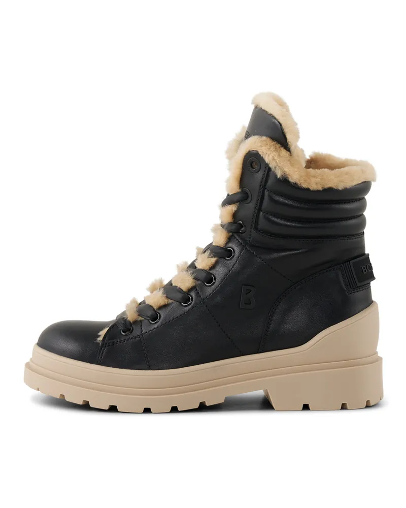 Bogner Mid Boots St.Moritz mit Spikes für Damen - Schwarz/Beige Schwarz