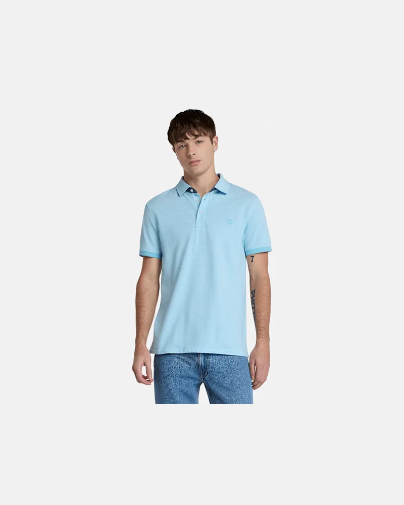 Timberland Kurzärmeliges Baboosic Brook Oxford-Polohemd für Herren in Blau, Herren, Blau, Größe Blau