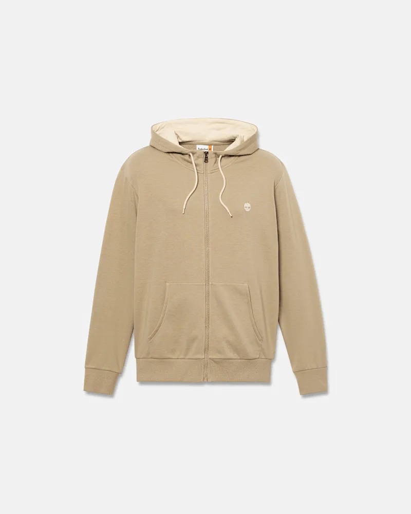 Timberland Oyster River Kapuzenjacke mit Logo auf der Brust und durchgehendem Reißverschluss für Herren in Grau, Herren, Grau, Größe Grau