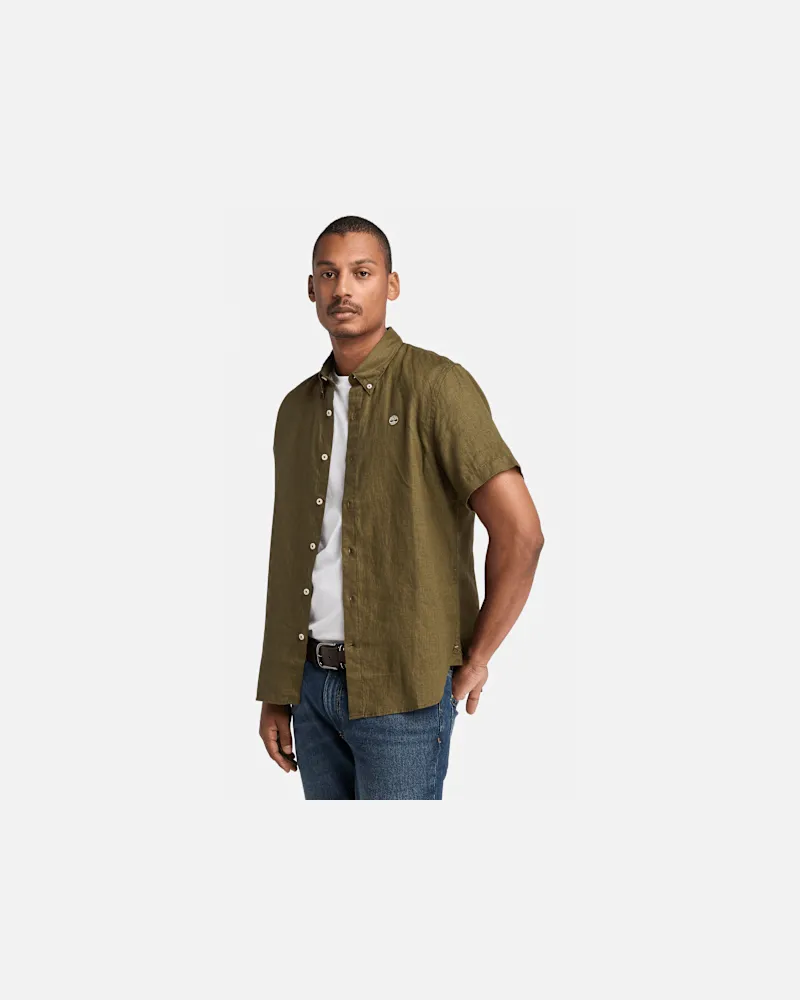 Timberland Mill Brook Kurzärmeliges Leinenhemd für Herren in Grün, Herren, Grün, Größe Grün