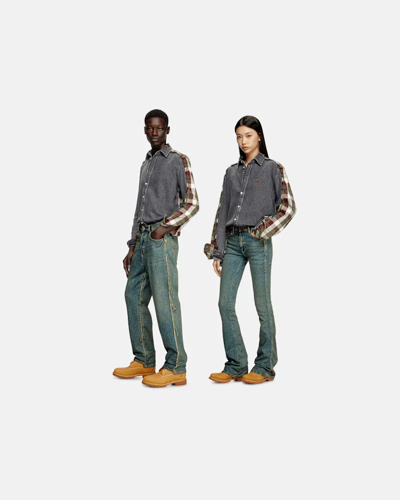 Timberland Denim und Karo-Hemd, Burgunderrot, Größe Burgunderrot